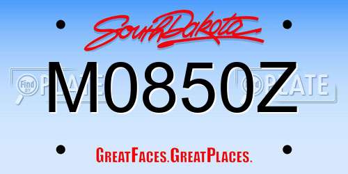 M0850Z South Dakota License Plate