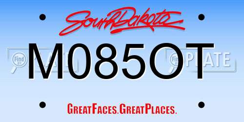 M085OT South Dakota License Plate