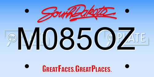 M085OZ South Dakota License Plate
