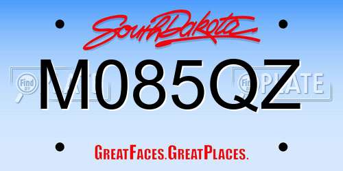 M085QZ South Dakota License Plate