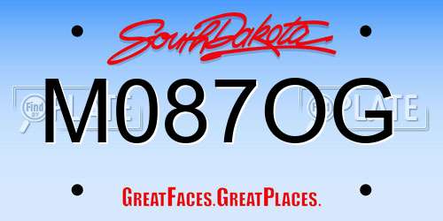 M087OG South Dakota License Plate