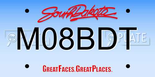 M08BDT South Dakota License Plate