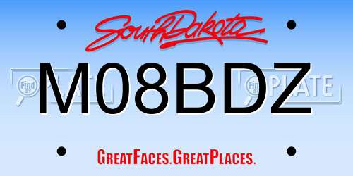 M08BDZ South Dakota License Plate