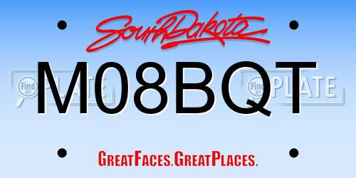 M08BQT South Dakota License Plate