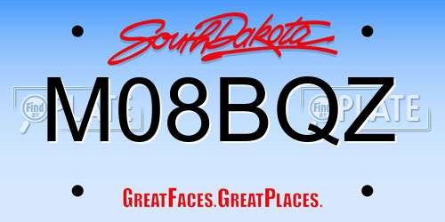 M08BQZ South Dakota License Plate