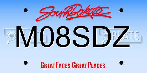 M08SDZ South Dakota License Plate
