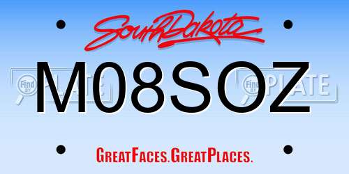 M08SOZ South Dakota License Plate