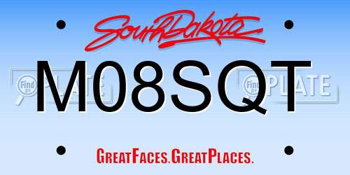 M08SQT South Dakota License Plate