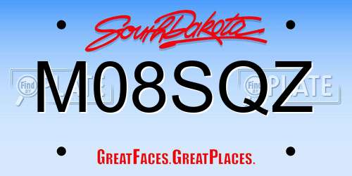 M08SQZ South Dakota License Plate