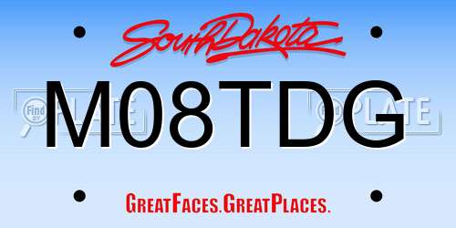 M08TDG South Dakota License Plate