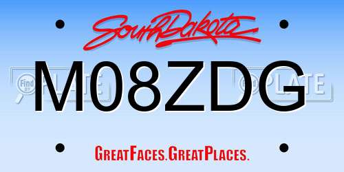 M08ZDG South Dakota License Plate