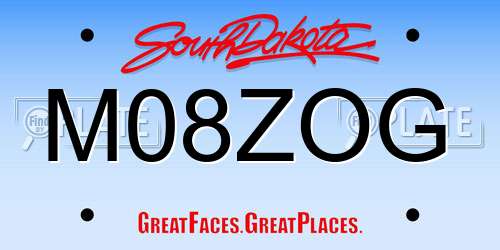 M08ZOG South Dakota License Plate