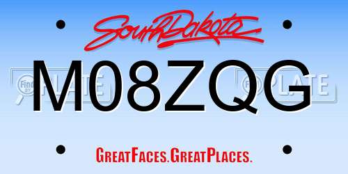 M08ZQG South Dakota License Plate