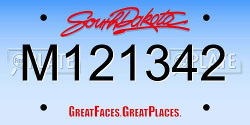 M121342 South Dakota License Plate