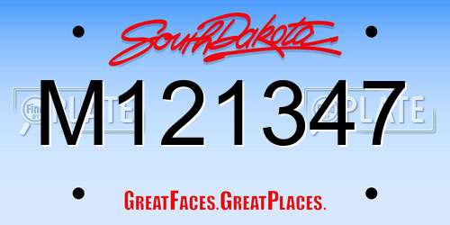 M121347 South Dakota License Plate