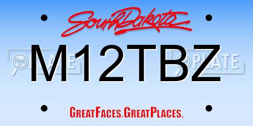 M12TBZ South Dakota License Plate