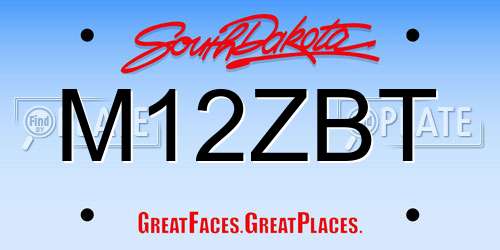 M12ZBT South Dakota License Plate