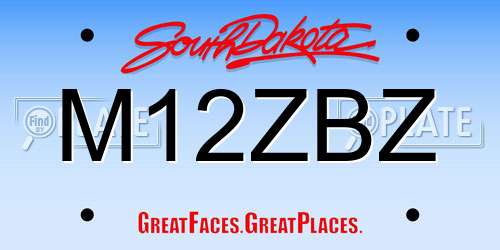 M12ZBZ South Dakota License Plate