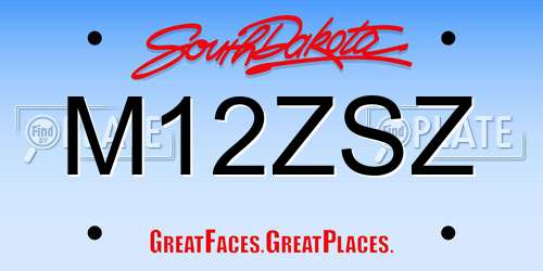 M12ZSZ South Dakota License Plate