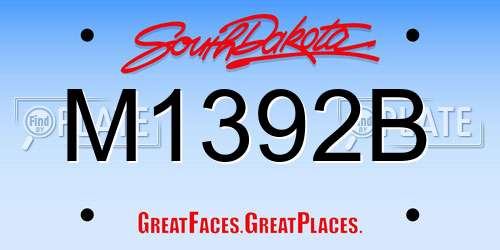 M1392B South Dakota License Plate