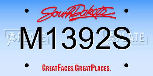 M1392S South Dakota License Plate
