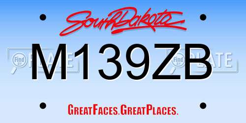 M139ZB South Dakota License Plate