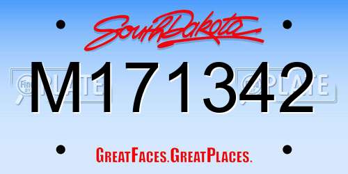 M171342 South Dakota License Plate