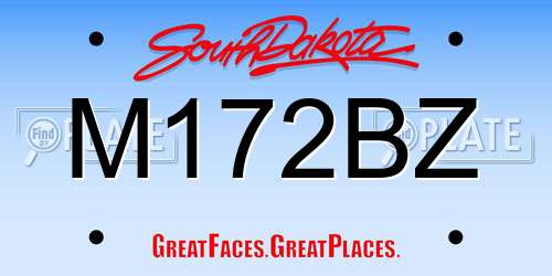 M172BZ South Dakota License Plate