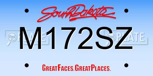 M172SZ South Dakota License Plate