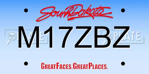 M17ZBZ South Dakota License Plate