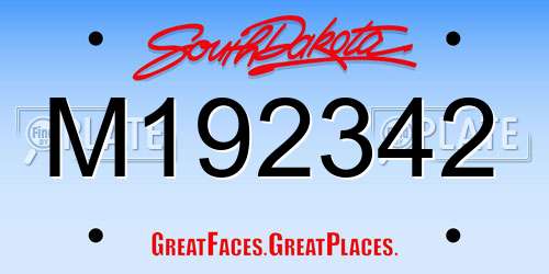 M192342 South Dakota License Plate