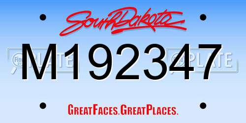 M192347 South Dakota License Plate