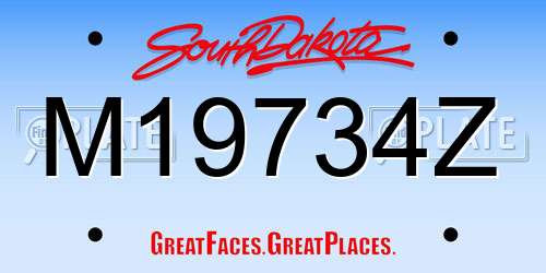 M19734Z South Dakota License Plate