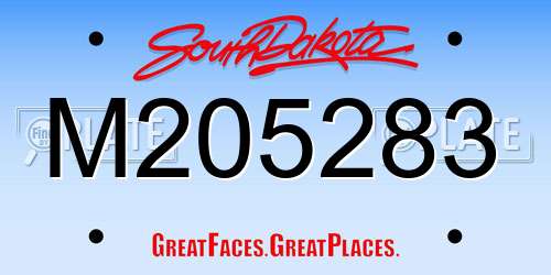 M205283 South Dakota License Plate
