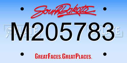 M205783 South Dakota License Plate