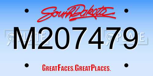 M207479 South Dakota License Plate