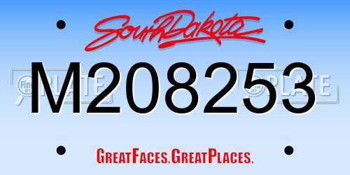 M208253 South Dakota License Plate