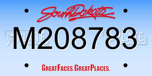 M208783 South Dakota License Plate