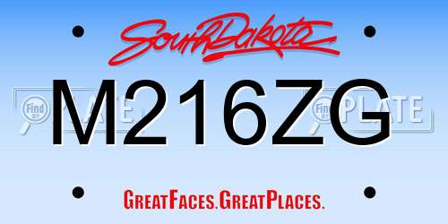 M216ZG South Dakota License Plate