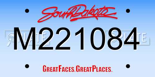 M221084 South Dakota License Plate