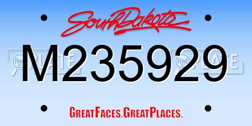 M235929 South Dakota License Plate