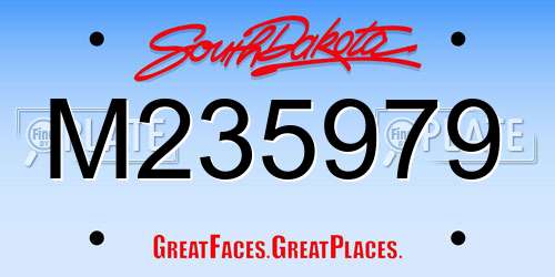 M235979 South Dakota License Plate