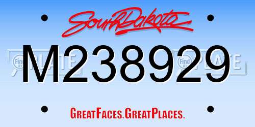 M238929 South Dakota License Plate