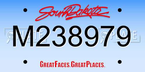 M238979 South Dakota License Plate