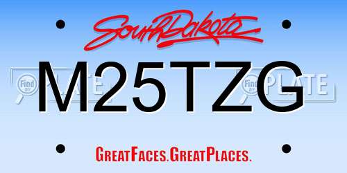 M25TZG South Dakota License Plate