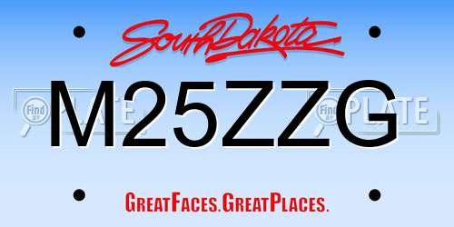 M25ZZG South Dakota License Plate