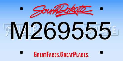 M269555 South Dakota License Plate