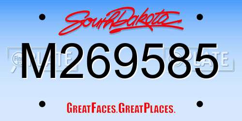 M269585 South Dakota License Plate