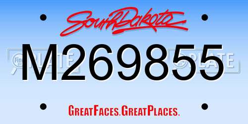 M269855 South Dakota License Plate