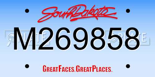 M269858 South Dakota License Plate